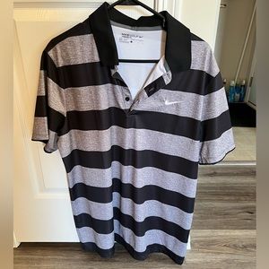Nike Dri-Fit Golf Polo, size L, gray/black striped.